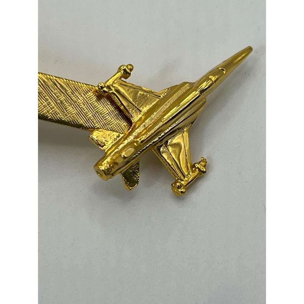 Jet Fighter Tie Bar Mens OS Gold tone Excellent Aviation Pilot Accessory 1 each